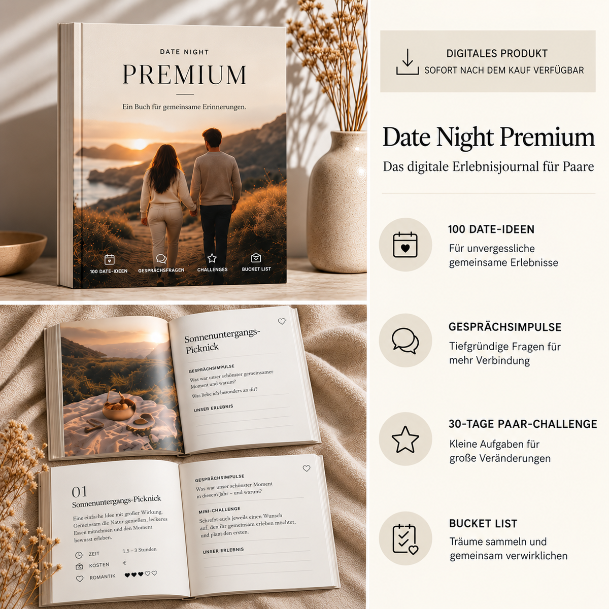 Das Premium Liebes-Set: 4x gravierte Löffel inkl. Geschenkbox & Gratis Pärchen-Buch